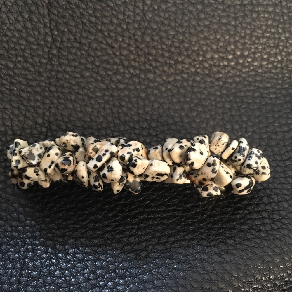 Handmade barrette covered in Dalmatian jasper